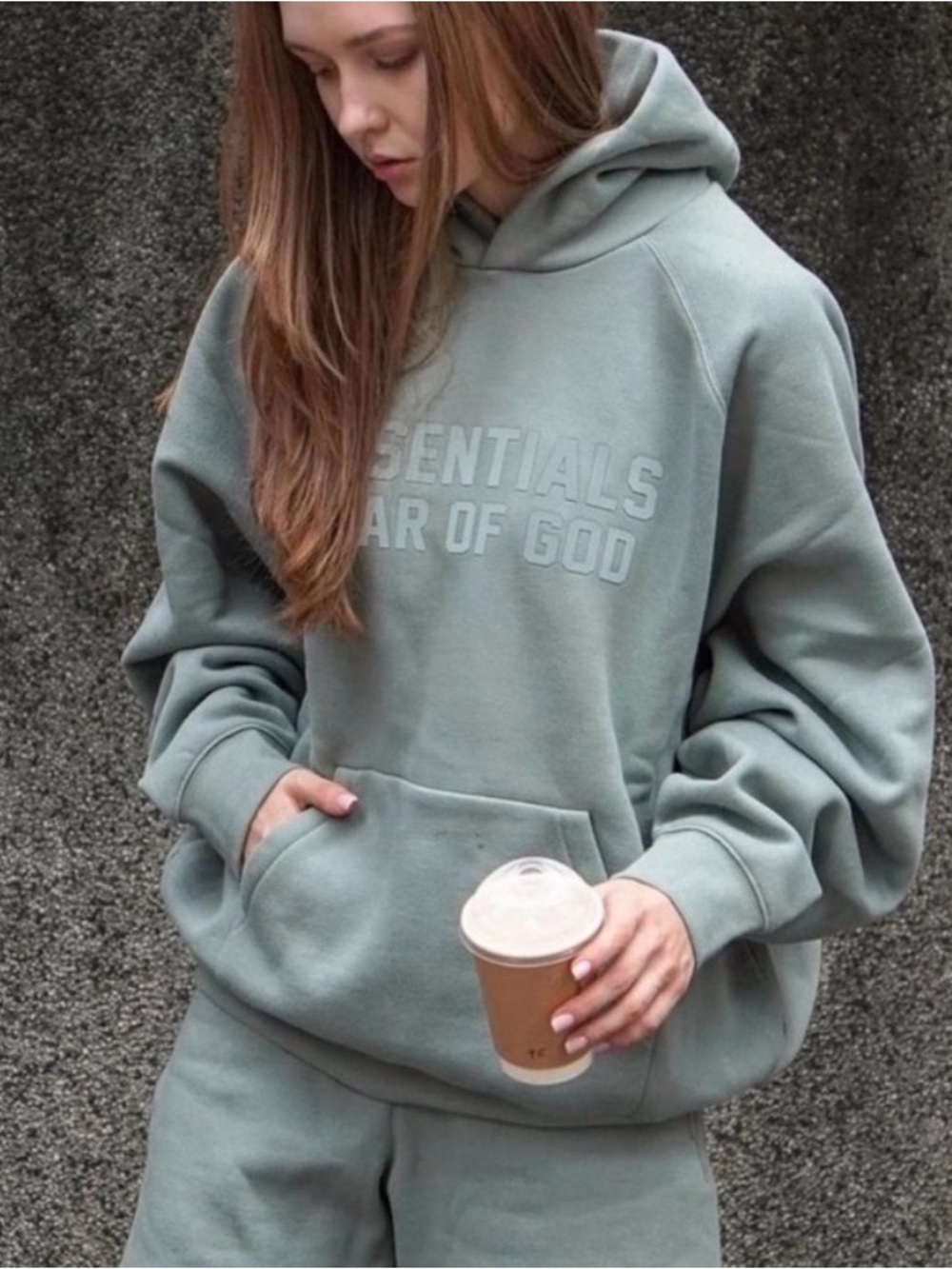 ESSENTIALS FOG Hoodie Sweatshirt - Sage Green